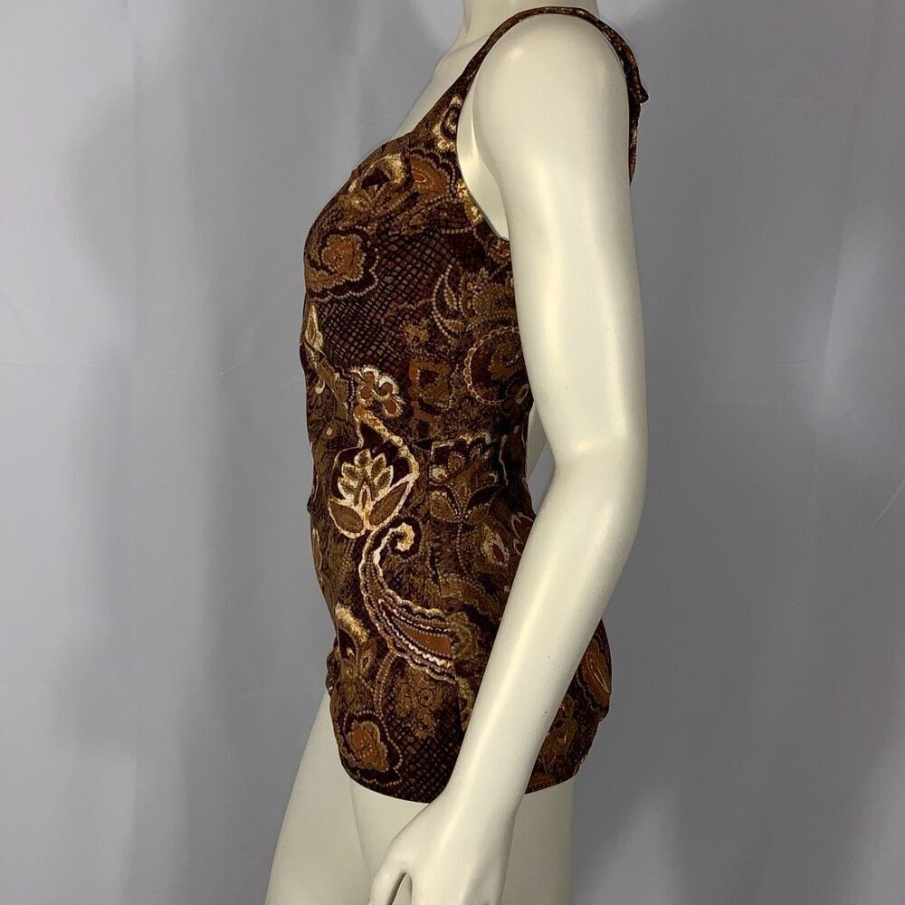 Vintage Maxine Women's Paisley Sleeveless Print Swimsuit Brown Gold Size 14 - Picture 8 of 16